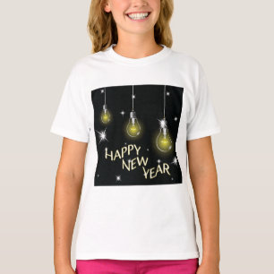 Camiseta Lâmpadas Modernas Brilhantes Feliz Ano Novo