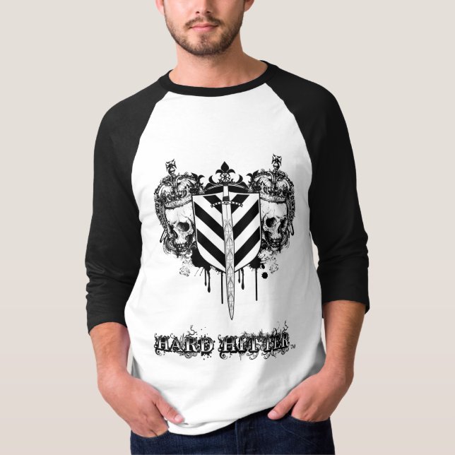Camiseta Lançador duro caído 3/4 de jérsei do Raglan (Frente)
