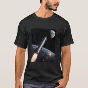 Camiseta Lançamento da SpaceX Starship Foguete Reutilizáv
