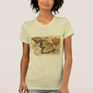 Camiseta Lancashire County England Antigo Mapa Antiquário