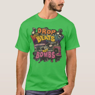 Camiseta Lance batidas não bombas Beats Over Bombs Paz amor