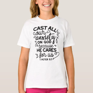Camiseta Lance Toda a Sua Ansiedade – 1 Pedro 5:7 Versículo