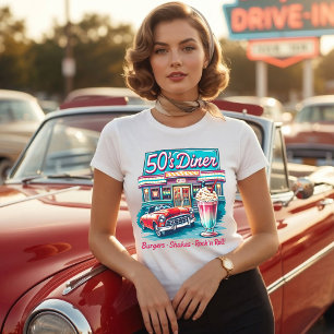 Camiseta Lanchonete Retro 50 - Hambúrgueres Milkshakes Rock