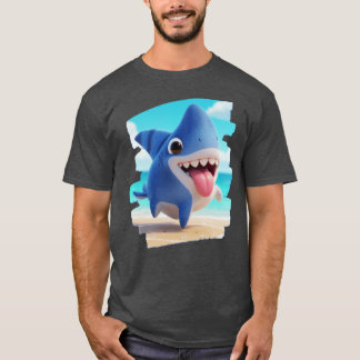 Camiseta Land Half Cute Dog Half Whimsical Shark 3D retro