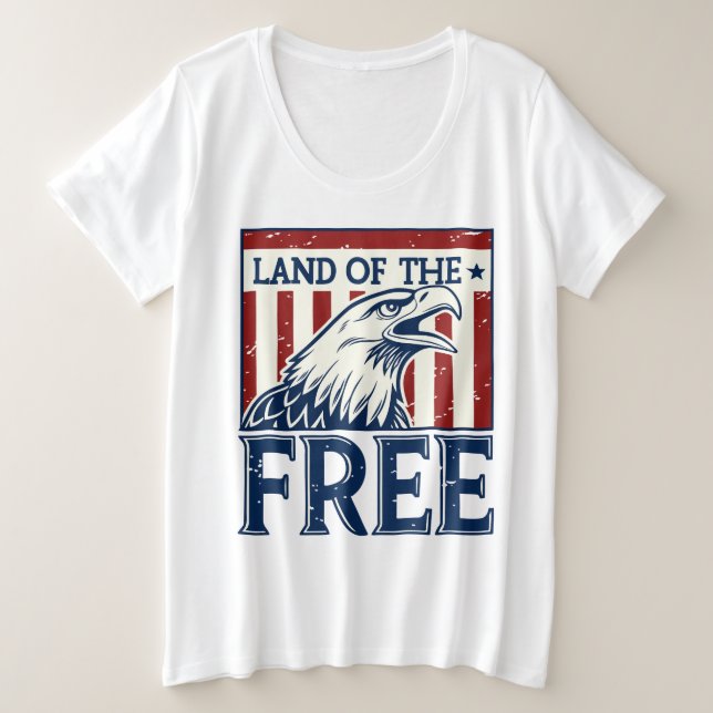 Camiseta Land of the Free - Vintage USA Eagle Graphic (Frente do Design)