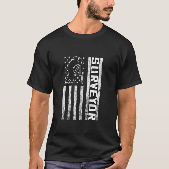 Camiseta Land Surveyor America Flag Land Surveyor Anal (Frente)