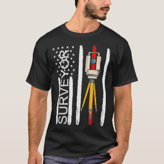 Camiseta Land Surveyor Geomatics Engineer American Flag Con