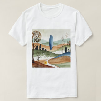 Camiseta landscape of hills with small houses