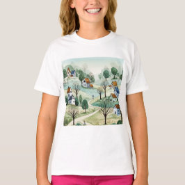 Camiseta landscape of hills with small houses