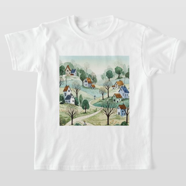 Camiseta landscape of hills with small houses (Postura )