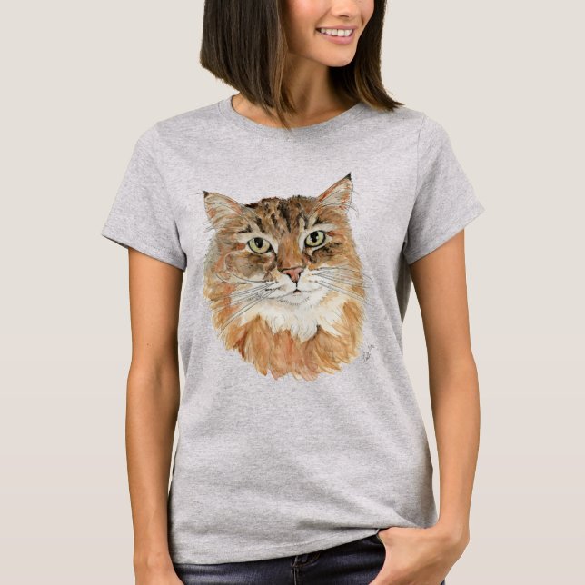 Camiseta Långhårig katt (Frente)
