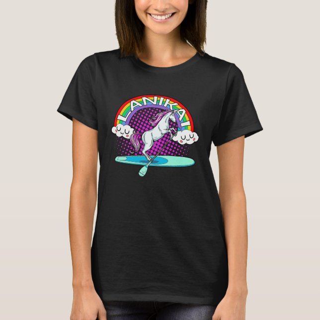 Camiseta Lanikai Beach Hawaii Rainbow Conselho Unicorn Padd (Frente)
