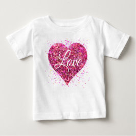 Camiseta Lantejoulas brilhantes rosa, grafite de amor no di