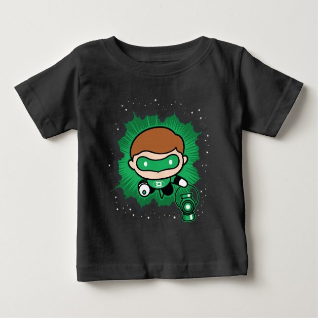 Camiseta Lanterna Verde Chibi Voando Pelo Espaço (Frente)
