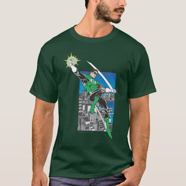 Camiseta Lanterna Verde com Fundo da Cidade (Frente)