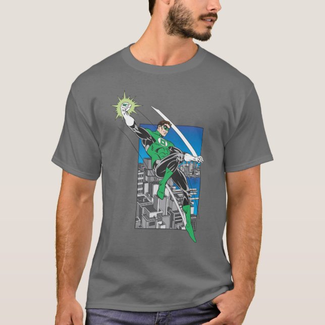 Camiseta Lanterna Verde com Fundo da Cidade (Frente)