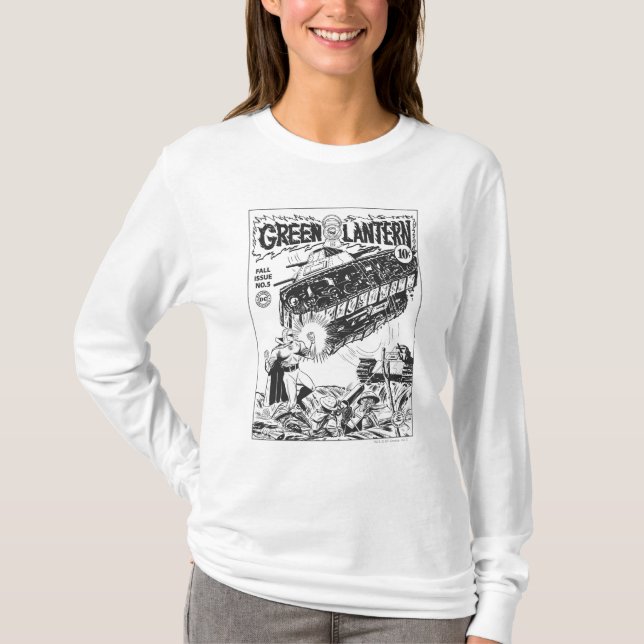 Camiseta Lanterna Verde nas trincheiras, Preto e Branco (Frente)