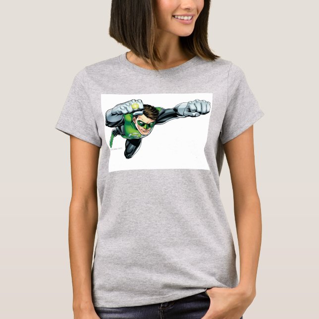 Camiseta Lanterna Verde - Totalmente Renderizado, Voando à  (Frente)