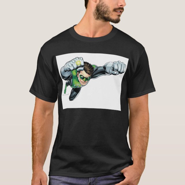 Camiseta Lanterna Verde - Totalmente Renderizado, Voando à  (Frente)