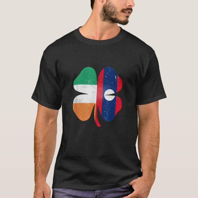 Camiseta Lao Irish Shamrock Laos Irlanda Rua dia Patrick (Frente)