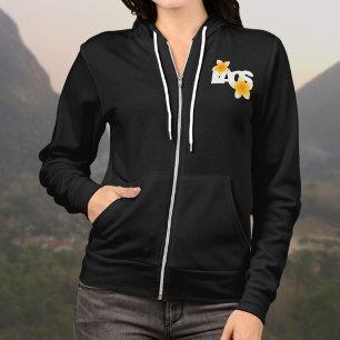 Camiseta Laos Amor Flor de Frangipani Branca sobre Preto