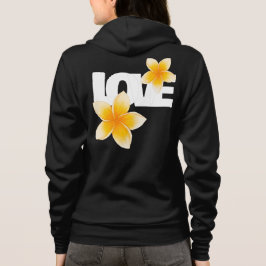 Camiseta Laos Amor Flor de Frangipani Branca sobre Preto