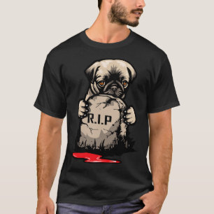 Camiseta Lápide Clássica de Pug Fofo 950