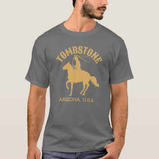Camiseta Lápide de Estilo Antigo Arizona EUA Dourado Cowboy