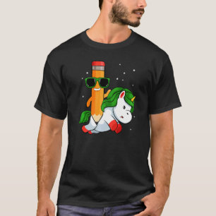Camiseta Lápis A Andar De Unicórnio De Volta À Magia Da Esc
