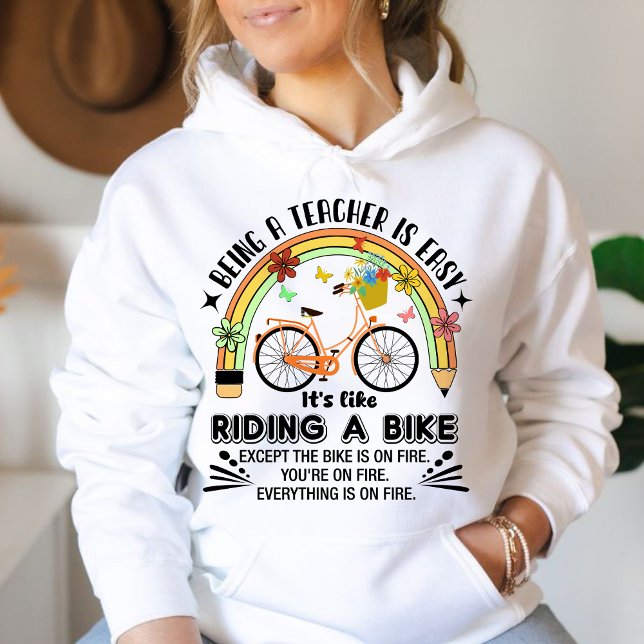 Camiseta lápis arco-íris Apreciação do professor, professor (Being A Teacher is Easy, It's Like Riding A Bike mug, personalized teacher mug, teacher gift ideas )