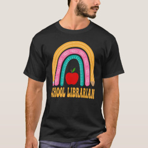 Camiseta Lápis Arco-Íris De Bibliotecário Escolar De Volta 