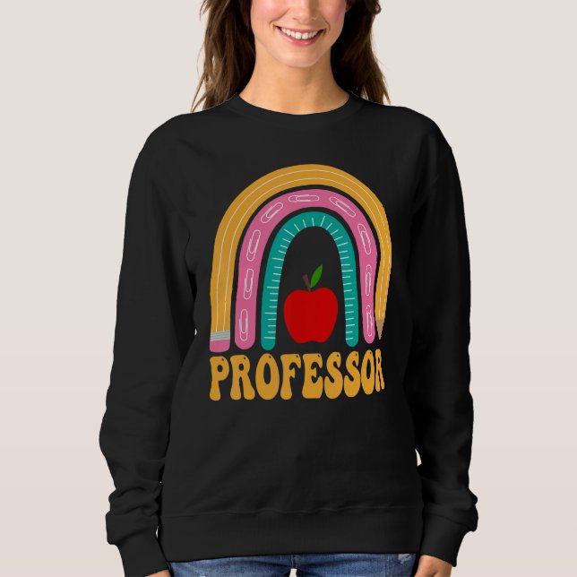 Camiseta Lápis Arco-Íris Professor Mulheres Volta às Aulas  (Frente)
