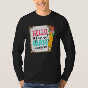 Camiseta Lápis Bonito Alô Primeiro Grau Feliz Primeiro Dia
