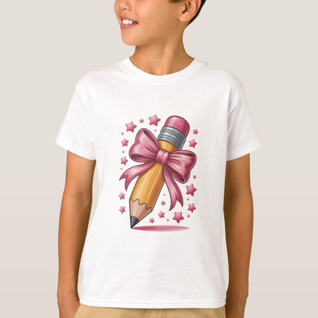 Camiseta Lápis Coquete Laço Agradecimento aos Professores E (Frente)