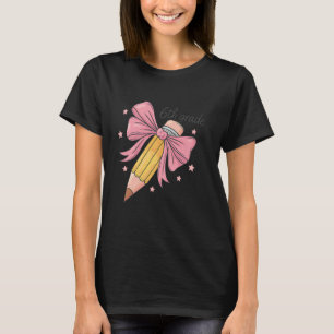 Camiseta Lápis Coquete Laço Professora Sexta Série De Volta
