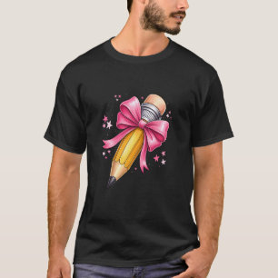 Camiseta Lápis Coquete Laço Volta às Aulas Agradecimento Pr