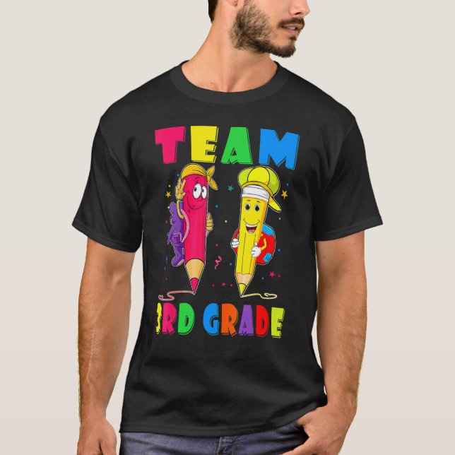 Camiseta Lápis Da Equipe Do 3º Ano De Volta Ao Estudo De Pr (Frente)