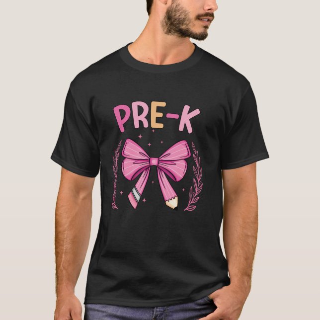 Camiseta Lápis De Arco De Coquete Pré K Rosa, Cute E Cuta,  (Frente)