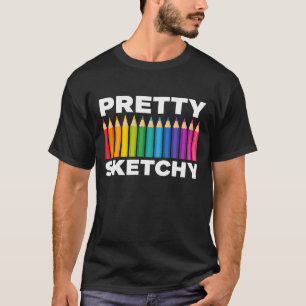 Camiseta Lápis de Artista Bem Esboçados Desenho Esboço
