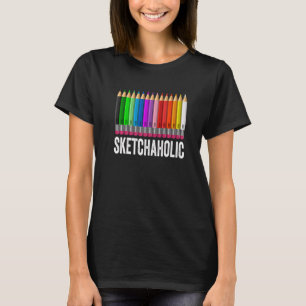 Camiseta Lápis de Artista Desenho Esboço Tinta Desenho
