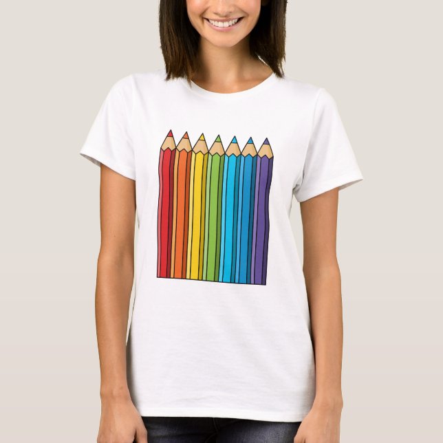 Camiseta Lápis de Coloração do Arco-Íris (Frente)