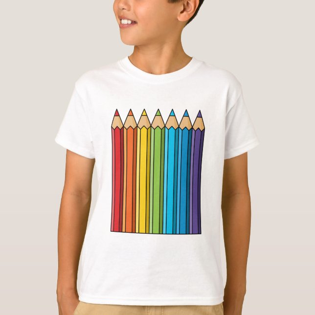 Camiseta Lápis de Coloração do Arco-Íris (Frente)
