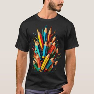 Camiseta Lápis de cor do professor de volta ao Ensino Super