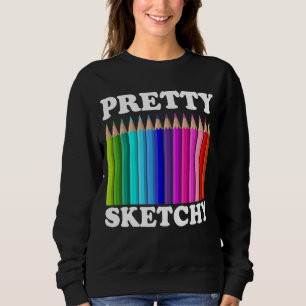 Camiseta Lápis de Cores bonito com Cor Descoloração Artista
