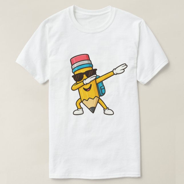 Camiseta Lápis de Dabbing de volta à doação escolar 2026 -  (Frente do Design)