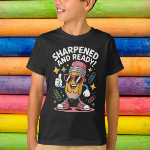 Camiseta Lápis de desenho animado legal com óculos de sol d