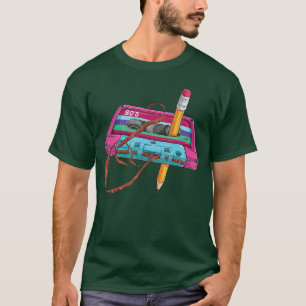 Camiseta Lápis de Fita Cassete Vintage Música dos Anos 70 8