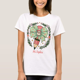 Camiseta Lápis de Natal Personalizado do Professor Nome Pap