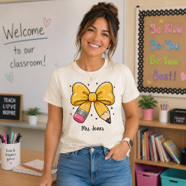Camiseta Lápis de Professora Coquette Arco Dourado Brilho N
