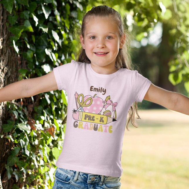 Camiseta Lápis do Arco Retro de Formando Pré-K Personalizad (Criador carregado)